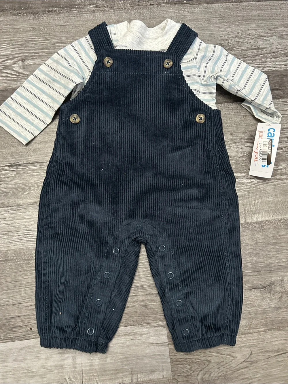 Carter's Dark Blue Corduroy Overalls with Button Straps